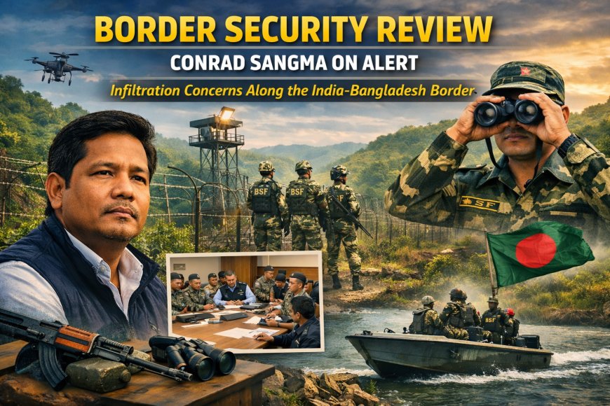 Conrad Sangma Reviews Border Security Amid Fresh Infiltration Alerts Along Meghalaya–Bangladesh Border.